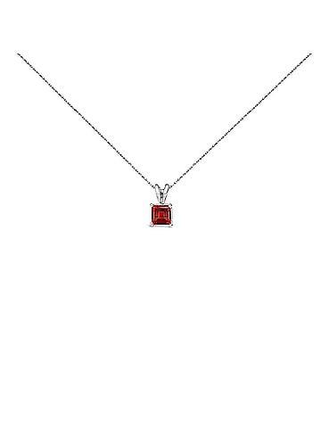 Haus of Brilliance 14K White Gold 5x5 MM Square Shaped Red Garnet Solitaire Pendant Necklace (view 1)