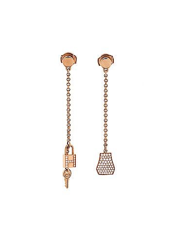 Hermès Kelly Clochette Drop Earrings 18K Rose Gold and Diamonds (view 1)