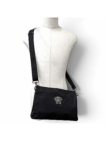 Versace VERSACE Leather Medusa Greca 2-Way Shoulder Bag/Clutch Bag, Black, Made in Italy, Men's (view 2)