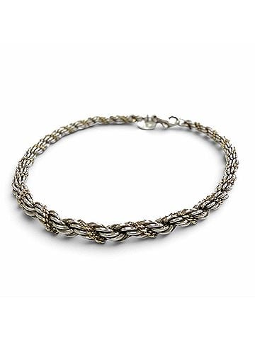 Tiffany & Co. TIFFANY&amp;Co. Tiffany 925 750 18K Twist Chain Bracelet, Silver &amp; Gold, Weight 6.05g, Men's Women's Accessory (view 1)
