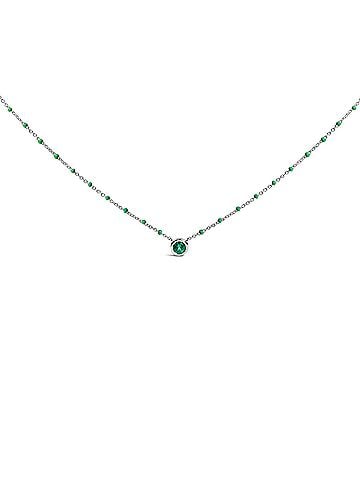 Haus of Brilliance Sterling Silver Lab Created Emerald Bead Chain Necklace (view 1)