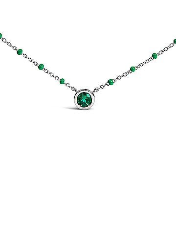 Haus of Brilliance Sterling Silver Lab Created Emerald Bead Chain Necklace (view 2)