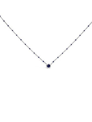 Haus of Brilliance Sterling Silver Created Sapphire Bead Chain Necklace 18 Inch (view 1)
