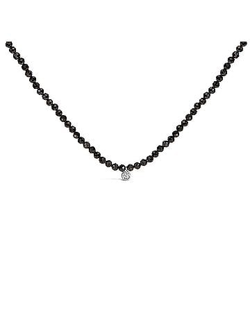 Haus of Brilliance Sterling Silver Diamond Accent Black Spinel Bead Station Necklace (view 1)