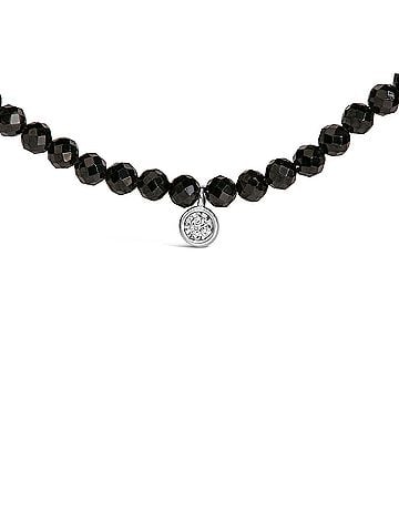 Haus of Brilliance Sterling Silver Diamond Accent Black Spinel Bead Station Necklace (view 2)
