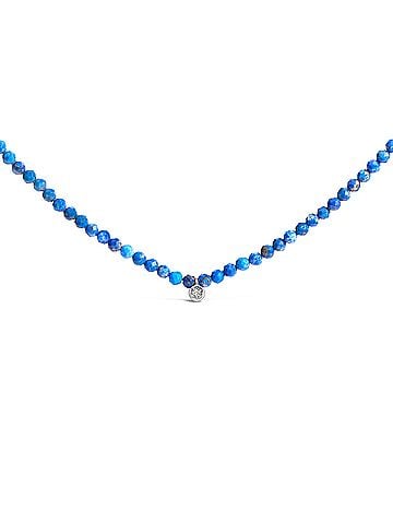 Haus of Brilliance Sterling Silver Diamond Accent Blue Lapis Bead Station Necklace (view 1)