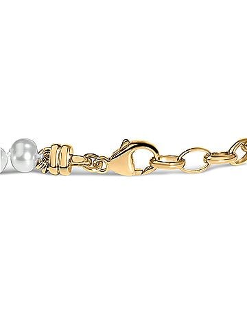 Haus of Brilliance 18K Yellow Gold Vermeil Cultured Pearl Station Link Bracelet (view 2)