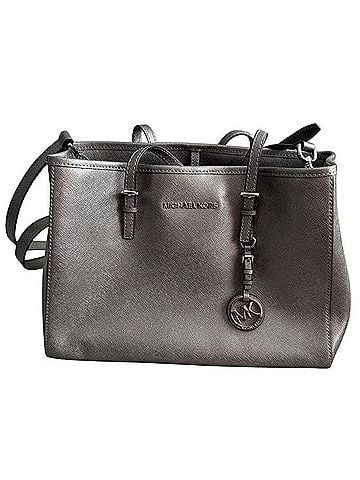 Michael Kors Metallic Pewter Saffiano Shoulder Tote Shoulder Bag (view 1)