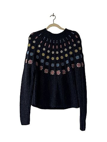 Boden Fluffy Floral Embroidered Pullover Sweater (view 2)