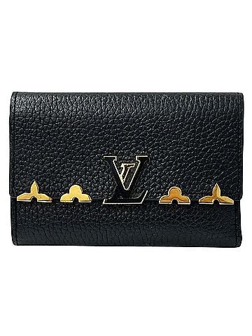 Louis Vuitton Louis Vuitton LOUIS VUITTON Wallet Brand Tri-fold Taurillon Leather Portefeuille Capucines Noir M82764 Black (view 1)