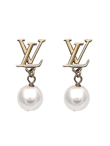 Louis Vuitton Louis Vuitton LOUIS VUITTON Earrings for Women, Brand GP Faux Pearl - LV Iconic Louisa Gold M01585 (view 1)