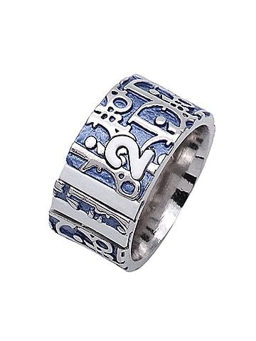 Christian Dior Christian Dior Dior ring for women and men, brand name, Trotter No.2, metal, blue, silver, white (approx. 1cm), logo. (view 1)