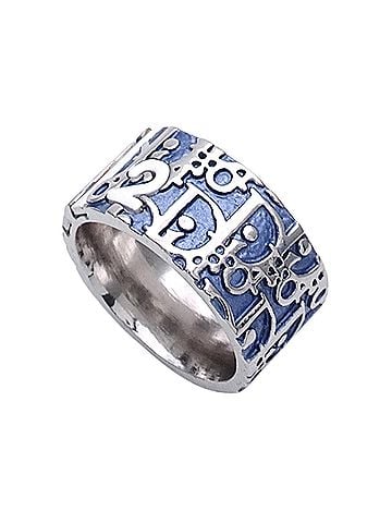 Christian Dior Christian Dior Dior ring for women and men, brand name, Trotter No.2, metal, blue, silver, white (approx. 1cm), logo. (view 2)