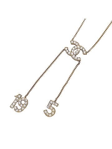 Chanel Chanel necklace, Coco Mark No. 5, 19, women's, brand name, GP rhinestone, gold, cruise style. (view 1)