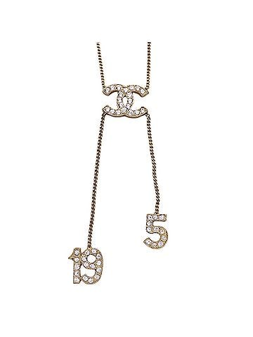 Chanel Chanel necklace, Coco Mark No. 5, 19, women's, brand name, GP rhinestone, gold, cruise style. (view 2)