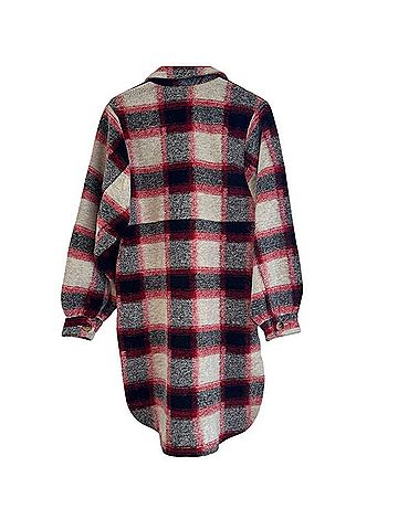 Lucca Couture Wool Blend Longline Plaid Shacket Jacket (view 2)