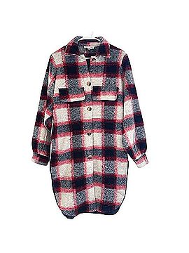 Lucca Couture Wool Blend Longline Plaid Shacket Jacket (view 1)