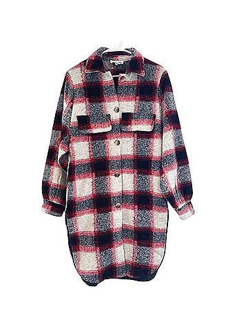Lucca Couture Wool Blend Longline Plaid Shacket Jacket (view 1)
