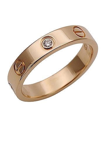 Cartier Cartier ring for women, brand name, 750PG, 1P diamond, Mini Love design, pink gold, size #51 (approx. 1 inch). Jewelry. (view 1)