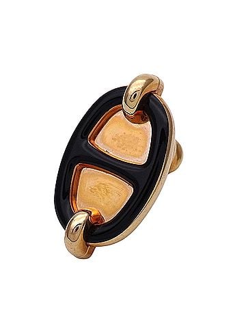 Hermès Hermes HERMES Earrings for Women and Men, Mini Maillon, Metal, Pink Gold, Black, Single Earring Only (view 1)