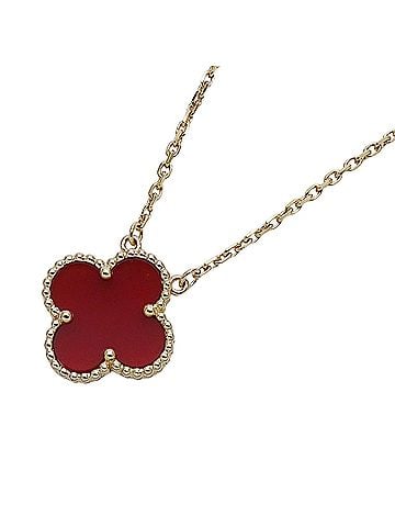 Van Cleef & Arpels Van Cleef &amp; Arpels Vintage Alhambra Necklace for Women, 750YG Yellow Gold with Carnelian, Jewelry (view 1)