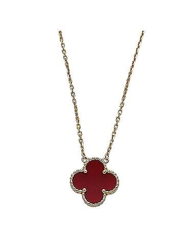 Van Cleef & Arpels Van Cleef &amp; Arpels Vintage Alhambra Necklace for Women, 750YG Yellow Gold with Carnelian, Jewelry (view 2)