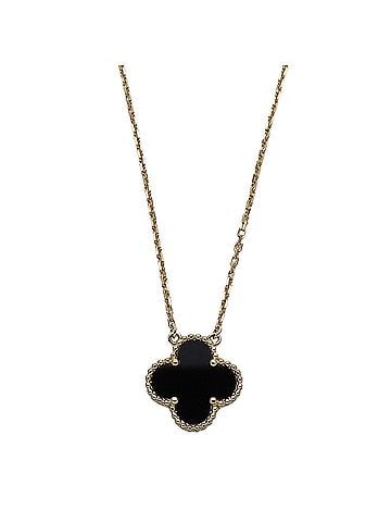 Van Cleef & Arpels Van Cleef &amp; Arpels Vintage Alhambra Necklace for Women, 750YG Yellow Gold with Onyx, Jewelry (view 2)