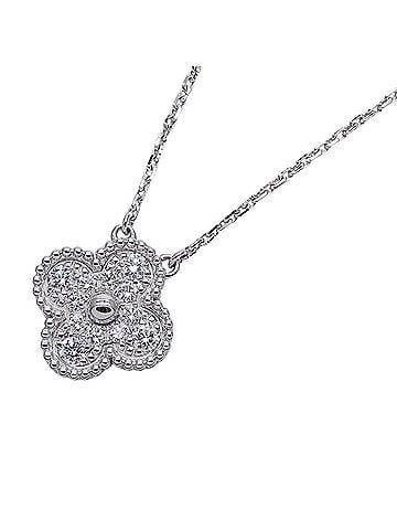 Van Cleef & Arpels Van Cleef &amp; Arpels Vintage Alhambra Necklace for Women, Brand Name, 750WG, Diamond, White Gold Jewelry (view 1)