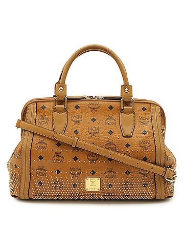 MCM MCM Glam Handbag Shoulder Bag Studded Leather Cognac Brown MWB4SVI90CO001 (view 2)