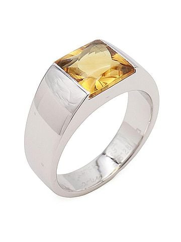 Cartier Cartier Solitaire Tank Ring, 18KWG (750WG) White Gold, Citrine, Size #53 (approx. Japanese) (view 2)