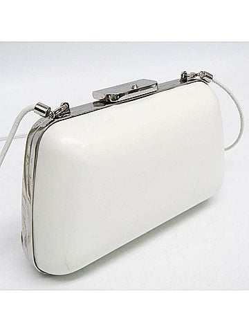 Balenciaga Hard Case Clutch Leather With Metal Detail White Leather Clutche &amp; Pouche Bag (view 2)