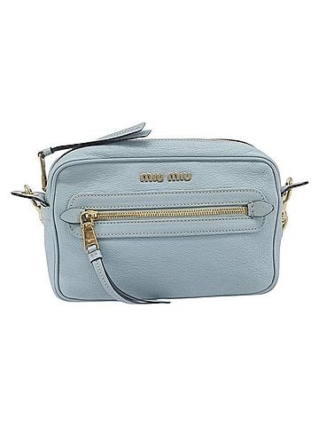 Miu Miu Madras Zip Pocket Leather Blue Leather Crossbody Bag Bag (view 1)