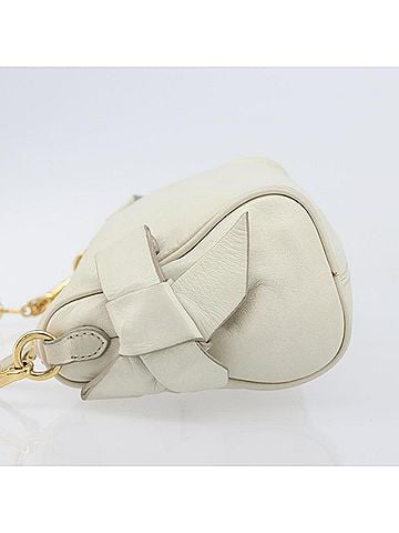 Miu Miu Beau Top Handle Leather White Leather Handbag (view 2)