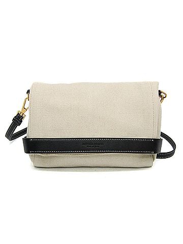 Bottega Veneta Fold Over Canvas With Leather Beige Canvas Crossbody Bag Bag (view 1)