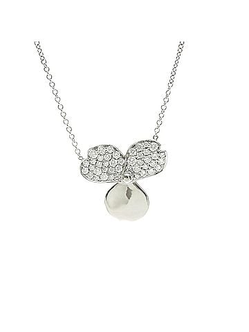 Tiffany & Co. Paper Flowers Pendant Platinum With Pave Diamonds Silver Platinum Necklace Jewelry (view 2)