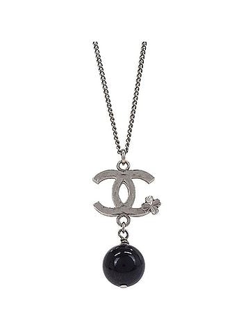 Chanel Cc Clover Pendant Chain Metal With Enamel Silver Silver_Plated Necklace Jewelry (view 2)