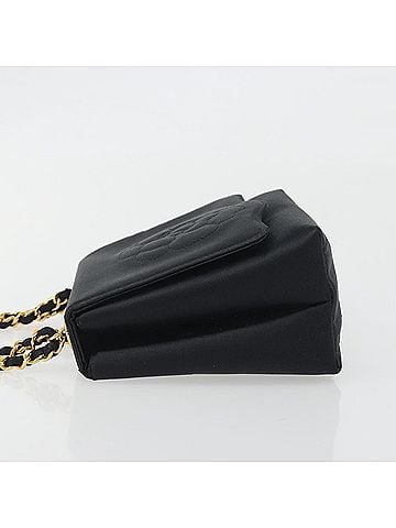 Chanel Vintage Camellia Flap Satin Black Satin Handbag (view 2)