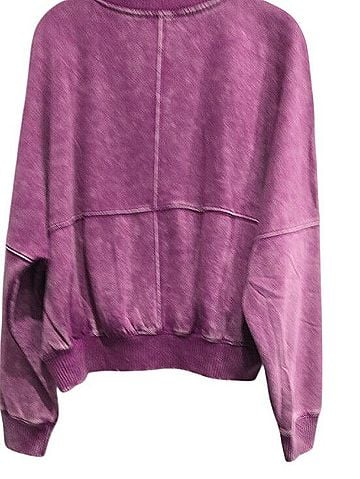 Zenana Outfitters Washed Purple Zip-Front Bomber Jacket Jacket (view 2)