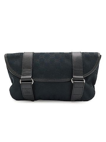 Gucci GUCCI GG Canvas Bag, Body Waist Pouch, Leather, Black, 145851 (view 1)