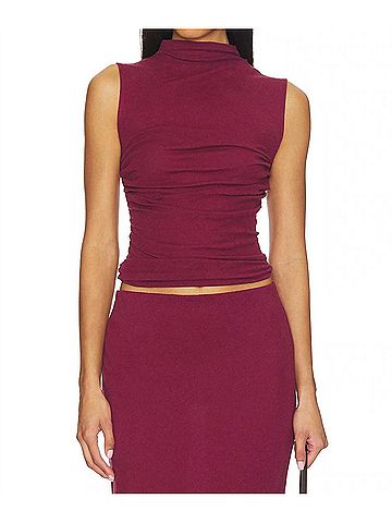 Enza Costa Cashmere Sleeveless Twist Top in Barolo (view 2)