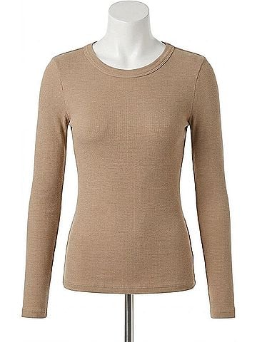 Enza Costa Silk Knit Crew Tee in Khaki (view 1)