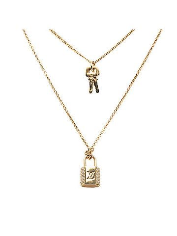 Louis Vuitton Louis Vuitton LV Padlock Necklace M01593 Gold Plated Rhinestone Women's LOUIS VUITTON (view 1)