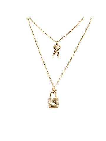 Louis Vuitton Louis Vuitton LV Padlock Necklace M01593 Gold Plated Rhinestone Women's LOUIS VUITTON (view 2)