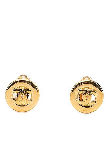 Chanel Chanel Coco Mark Round Earrings, Gold Plated, Women's CHANEL (view 1)