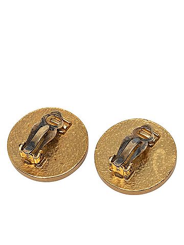 Chanel Chanel Coco Mark Round Earrings, 01P Engraving, Gold and Red Plated, Women's CHANEL (view 2)