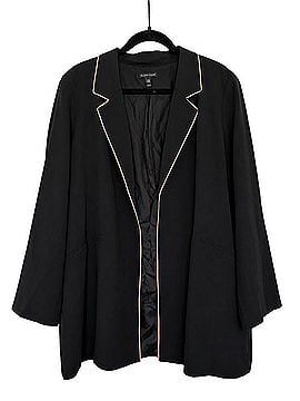 Eileen Fisher Silk Georgette Crepe Long Piped Trim Long Sleeve Blazer Blazer (view 2)