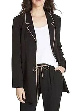Eileen Fisher Silk Georgette Crepe Long Piped Trim Long Sleeve Blazer Blazer (view 1)