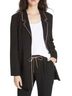 Eileen Fisher Silk Georgette Crepe Long Piped Trim Long Sleeve Blazer Blazer - photo 1