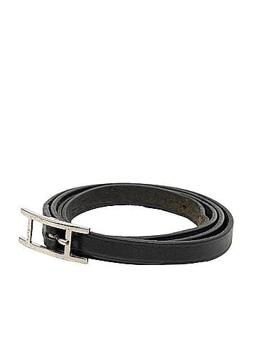 Hermès Hermes Api 3 Bracelet, Long, Black and Silver Leather, Women's (view 2)