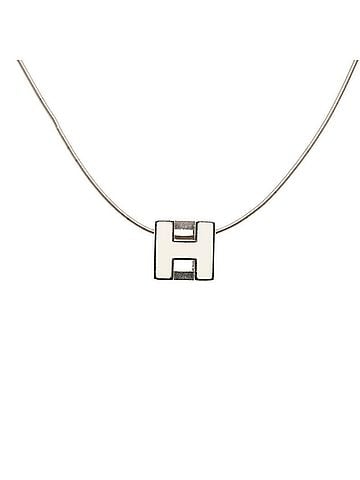 Hermès Hermes Cage d'H H-Cube Necklace, Silver and White Metal, Women's (view 1)